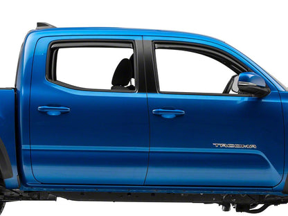 RedRock Low Profile Window Deflectors; Front and Rear; Gloss Black (16-23 Tacoma Double Cab)