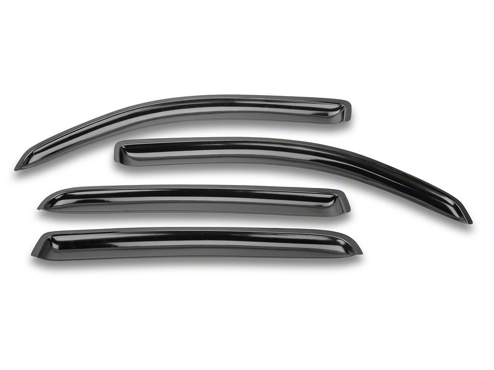RedRock Low Profile Window Deflectors; Front and Rear; Gloss Black (16-23 Tacoma Double Cab)