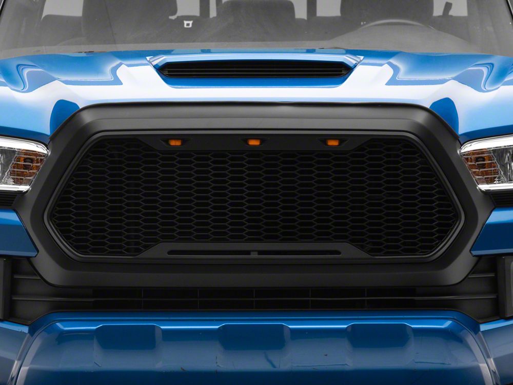 RedRock Baja Upper Replacement Grille with LED Lighting; Matte Black (16-23 Tacoma)