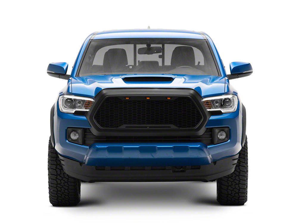 RedRock Baja Upper Replacement Grille with LED Lighting; Matte Black (16-23 Tacoma)