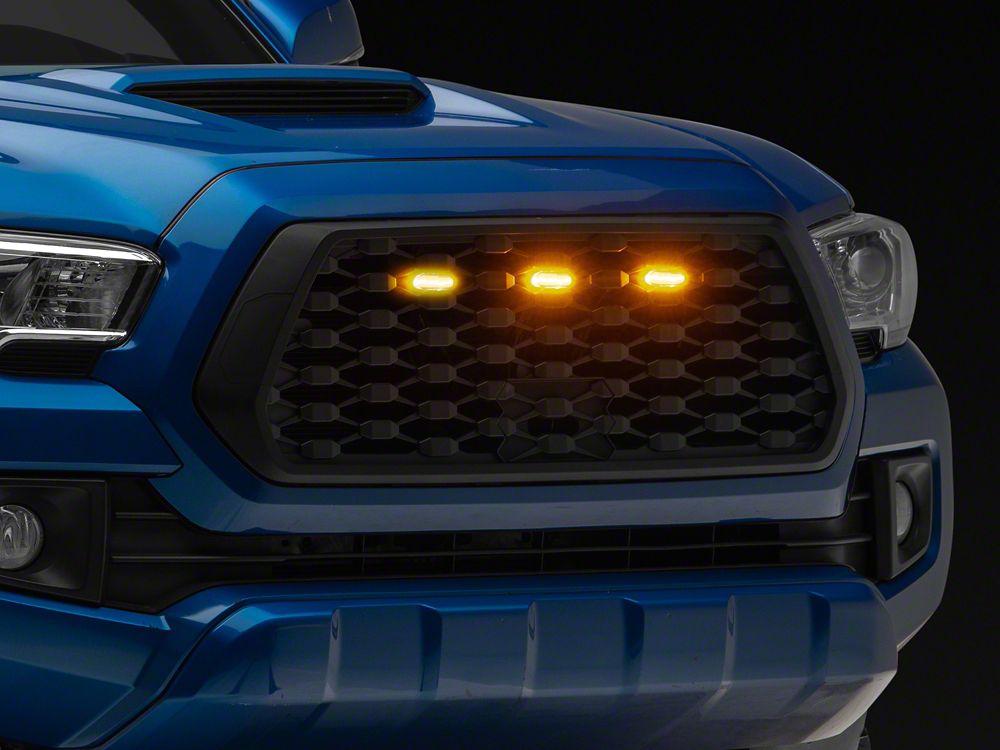 RedRock Baja Mesh Upper Replacement Grille with LED Lighting; Matte Black (16-23 Tacoma)