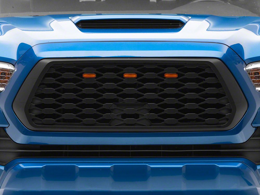 RedRock Baja Mesh Upper Replacement Grille with LED Lighting; Matte Black (16-23 Tacoma)