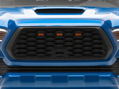 RedRock Baja Mesh Upper Replacement Grille with LED Lighting; Matte Black (16-23 Tacoma)