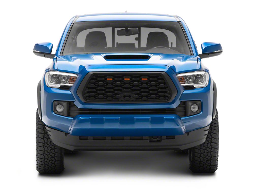 RedRock Baja Mesh Upper Replacement Grille with LED Lighting; Matte Black (16-23 Tacoma)