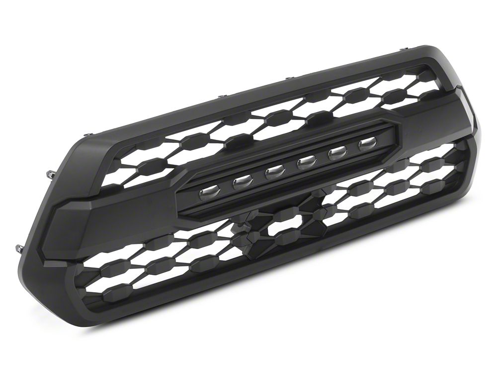 RedRock Baja Mesh Upper Replacement Grille with LED Off-Road Lighting; Matte Black (16-23 Tacoma)