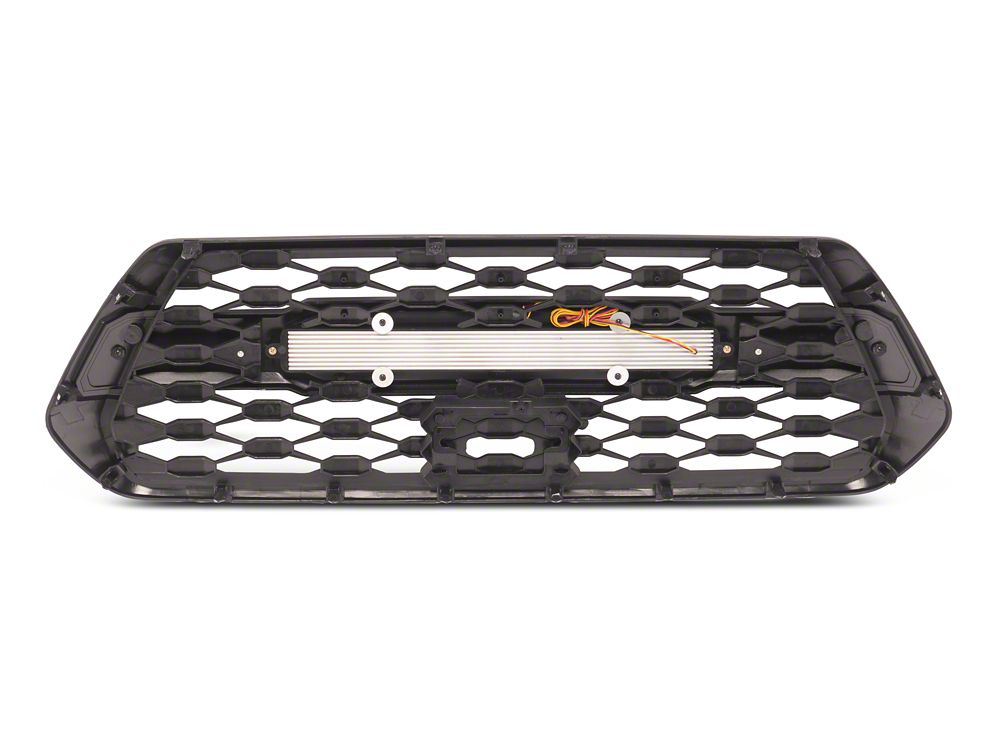RedRock Baja Mesh Upper Replacement Grille with LED Off-Road Lighting; Matte Black (16-23 Tacoma)