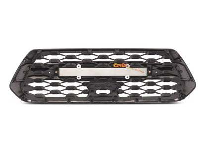 RedRock Baja Mesh Upper Replacement Grille with LED Off-Road Lighting; Matte Black (16-23 Tacoma)