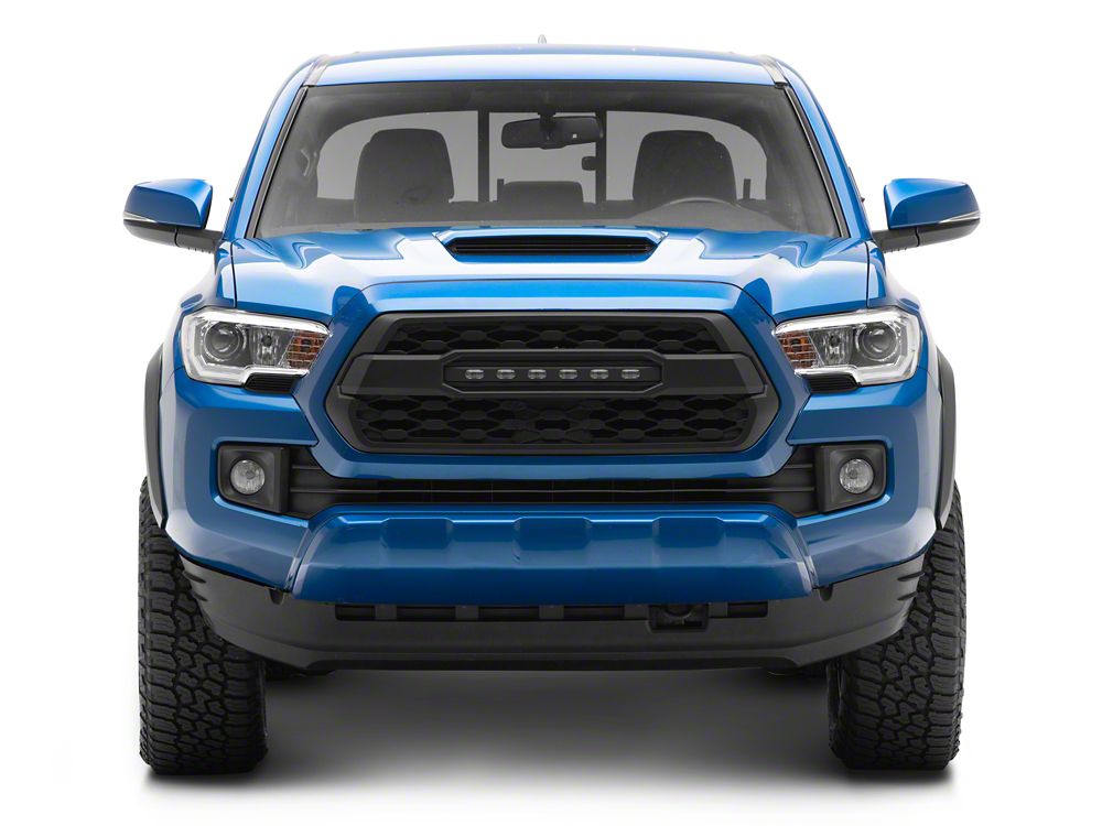 RedRock Baja Mesh Upper Replacement Grille with LED Off-Road Lighting; Matte Black (16-23 Tacoma)