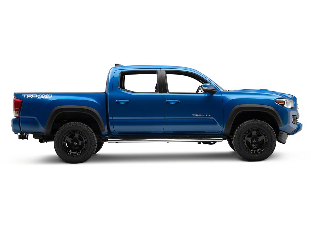 RedRock 4-Inch Oval Straight End Side Step Bars; Stainless Steel (05-23 Tacoma Double Cab)