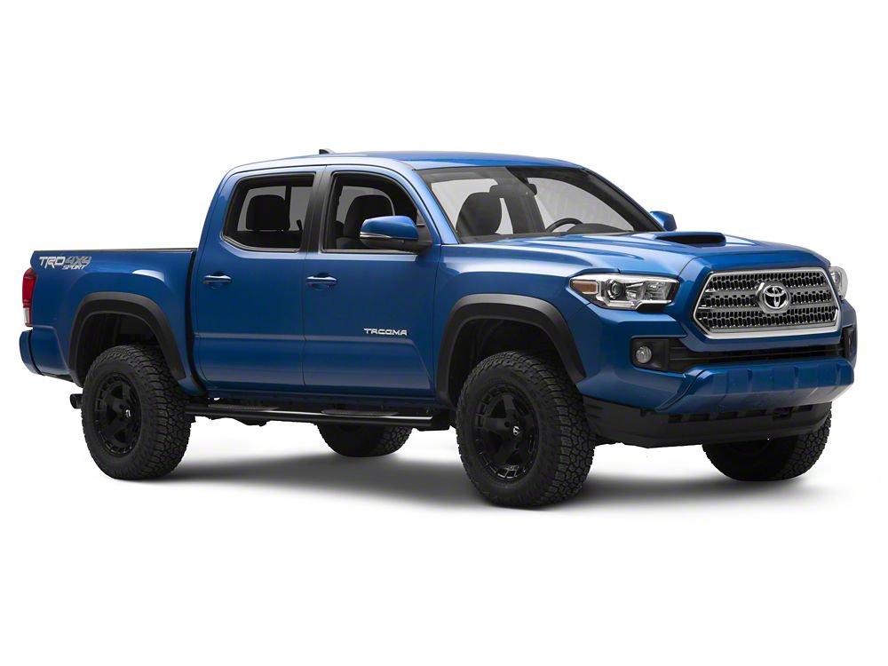 RedRock 4-Inch Oval Straight End Side Step Bars; Black (05-23 Tacoma Double Cab)