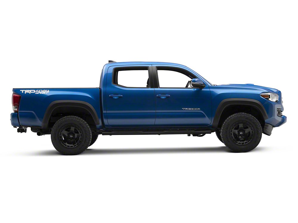 RedRock 4-Inch Oval Straight End Side Step Bars; Black (05-23 Tacoma Double Cab)
