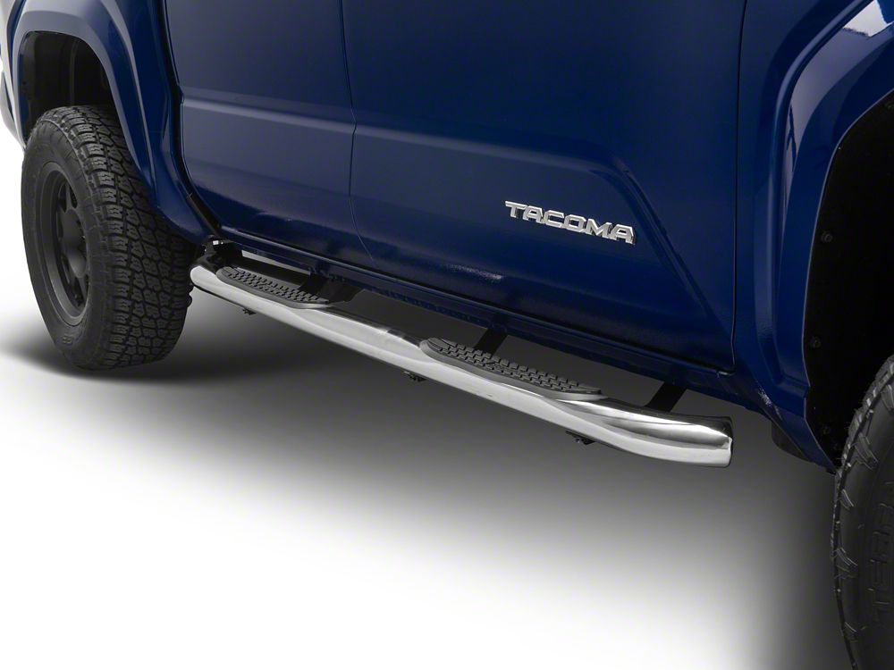 RedRock 3-Inch Side Step Bars; Stainless Steel (24-25 Tacoma Double Cab)