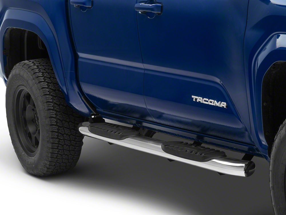 RedRock 5-Inch Oval Bent End Side Step Bars; 304 Stainless Steel (24-25 Tacoma Double Cab)