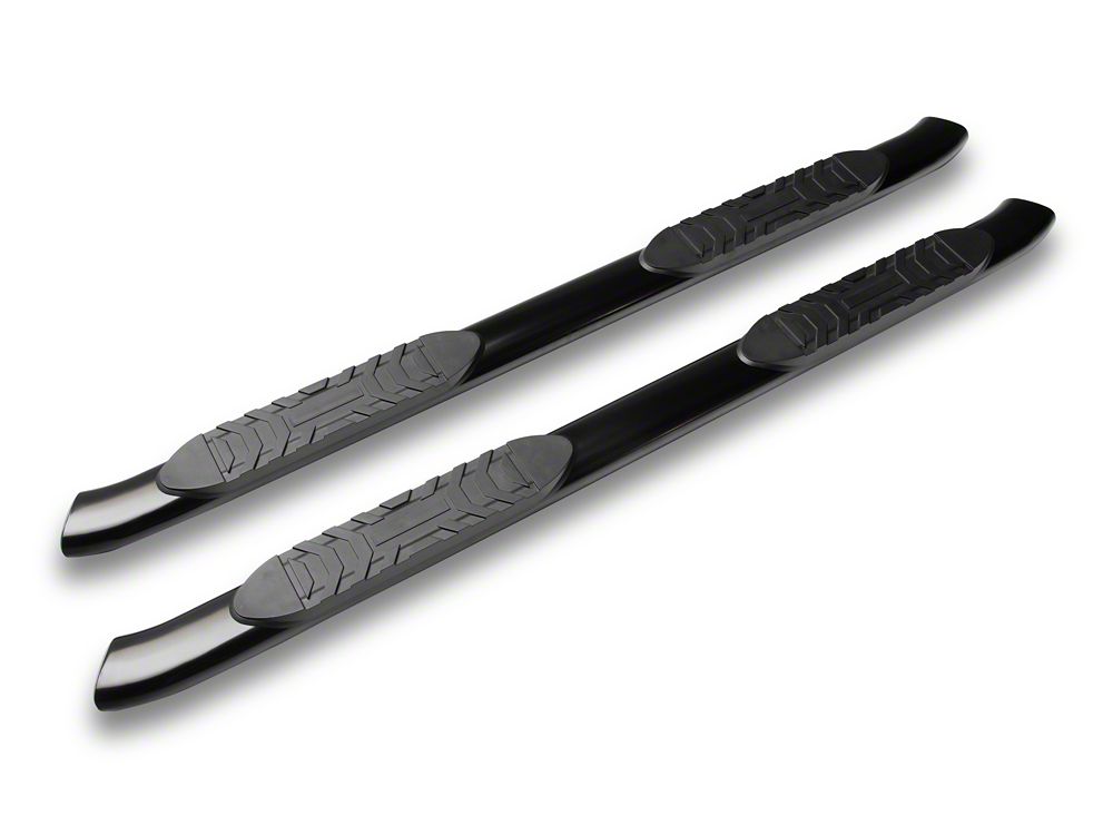 RedRock 5-Inch Oval Bent End Side Step Bars; Black (24-25 Tacoma Double Cab)