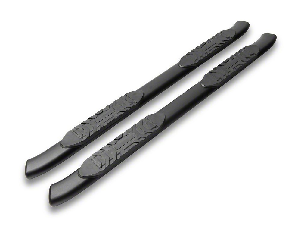 RedRock 5-Inch Oval Bent End Side Step Bars; Fine Texture Black (24-25 Tacoma Double Cab)