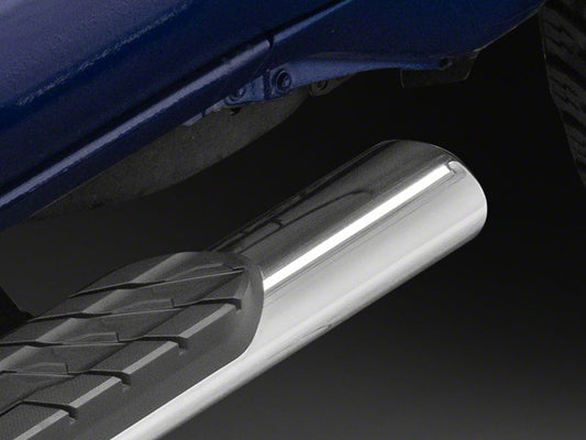 RedRock 4-Inch Oval Straight End Side Step Bars; 304 Stainless Steel (24-25 Tacoma Double Cab)