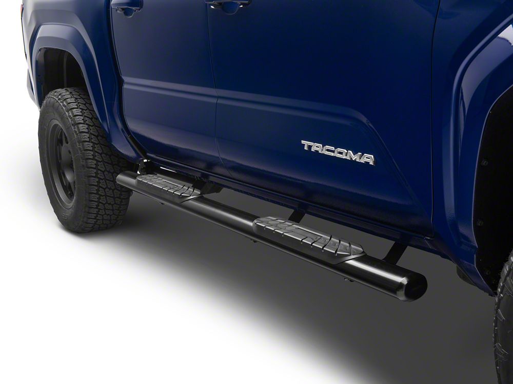 RedRock 4-Inch Oval Straight Side Step Bars; Black (24-25 Tacoma Double Cab)