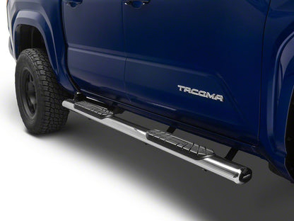 RedRock 4-Inch Oval Straight Side Step Bars; Stainless Steel (24-25 Tacoma Double Cab)