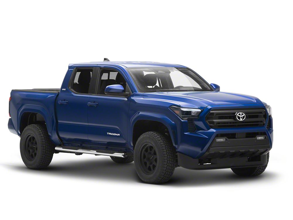RedRock 4-Inch Oval Straight Side Step Bars; Stainless Steel (24-25 Tacoma Double Cab)