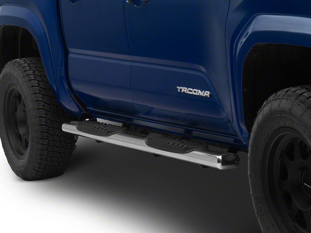 RedRock 5-Inch Oval Straight End Side Step Bars; 304 Stainless (24-25 Tacoma Double Cab)