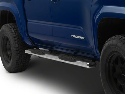 RedRock 5-Inch Oval Straight End Side Step Bars; 304 Stainless (24-25 Tacoma Double Cab)