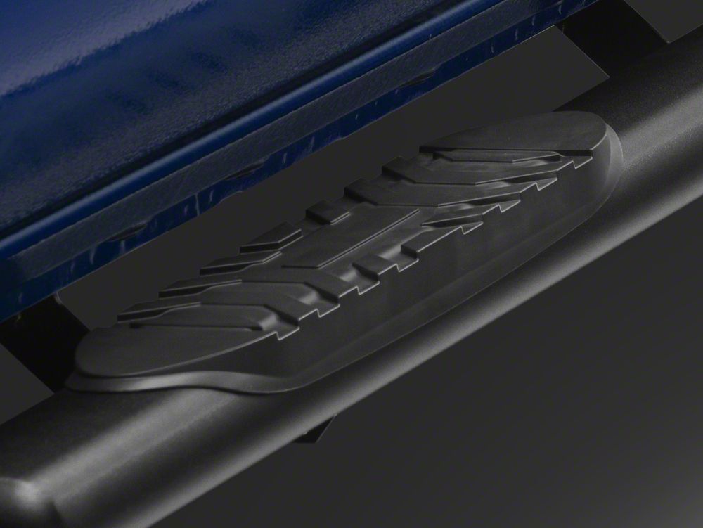 RedRock 5-Inch Oval Straight End Side Step Bars; Fine Textured Black (24-25 Tacoma Double Cab)