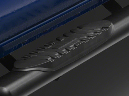 RedRock 5-Inch Oval Straight End Side Step Bars; Fine Textured Black (24-25 Tacoma Double Cab)