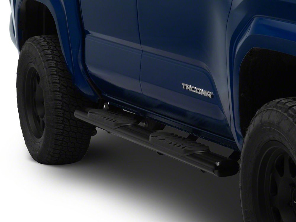 RedRock 5-Inch Oval Straight End Side Step Bars; Black (24-25 Tacoma Double Cab)
