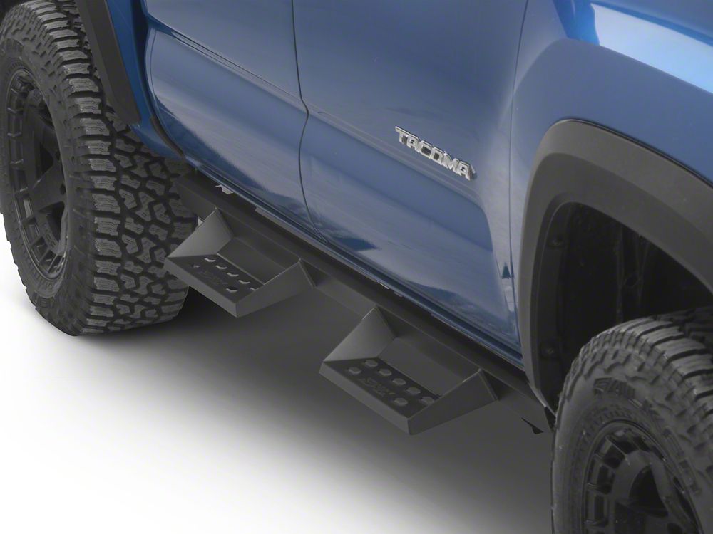 RedRock 4-Inch Drop TC1 Running Boards; Textured Black (05-23 Tacoma Double Cab)