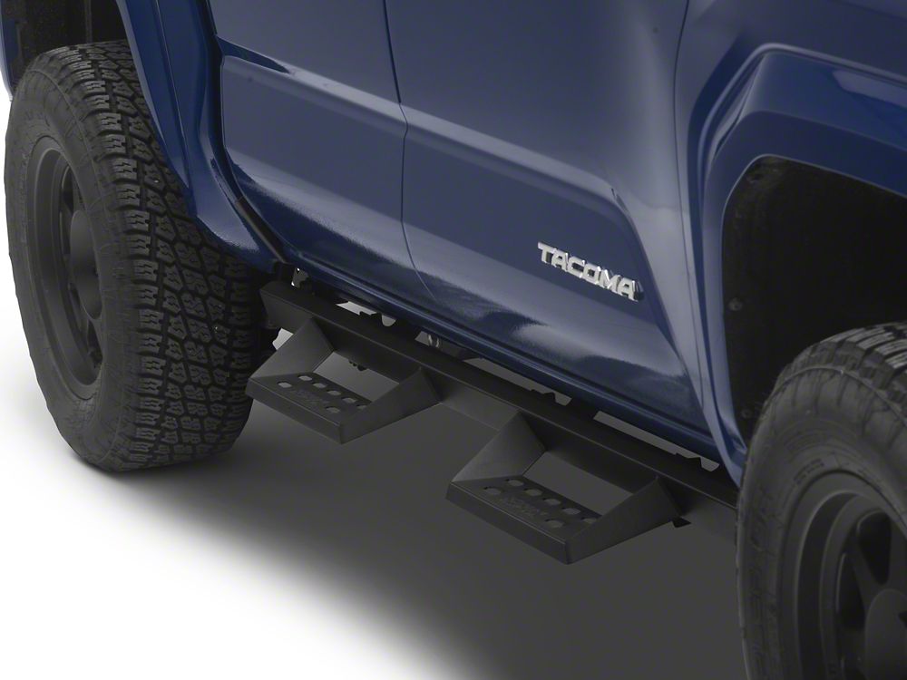 RedRock 4-Inch Drop TC1 Running Boards; Textured Black (24-25 Tacoma Double Cab)