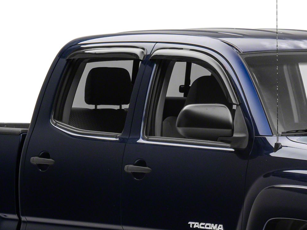 RedRock Window Deflectors; Front and Rear; Smoked (05-15 Tacoma Double Cab)