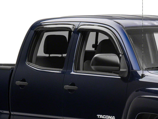 RedRock Window Deflectors; Front and Rear; Smoked (05-15 Tacoma Double Cab)