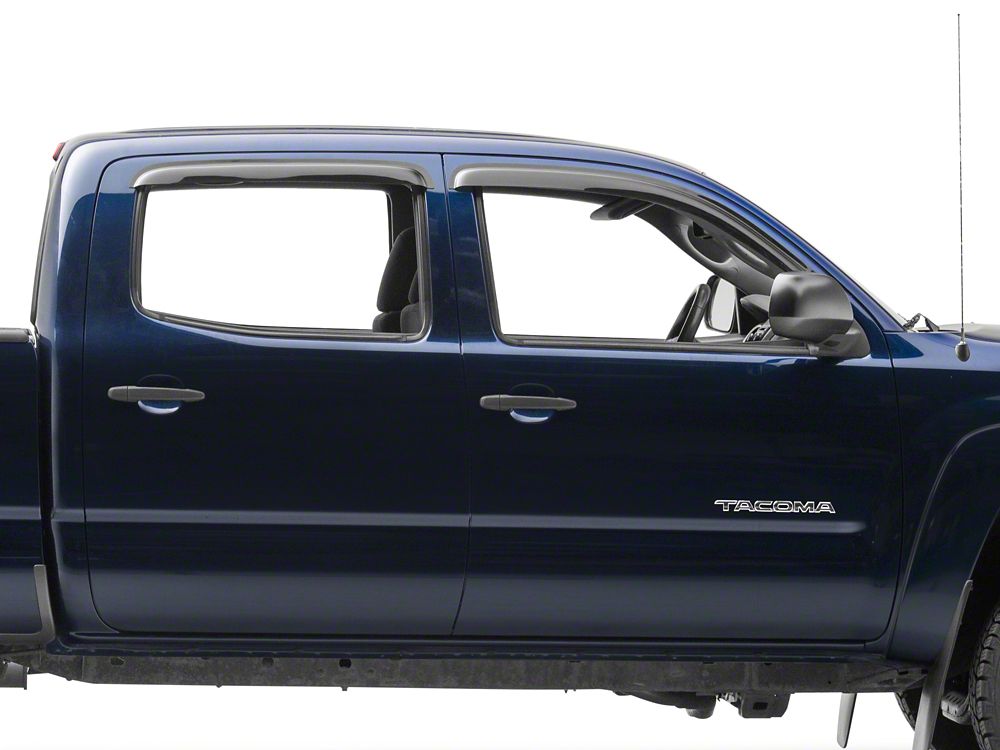 RedRock Window Deflectors; Front and Rear; Smoked (05-15 Tacoma Double Cab)