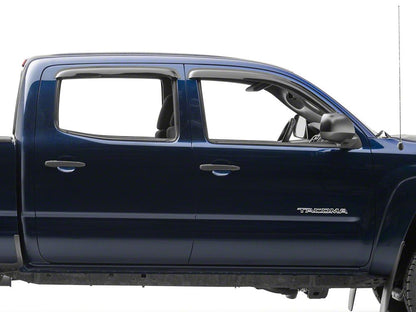 RedRock Window Deflectors; Front and Rear; Smoked (05-15 Tacoma Double Cab)