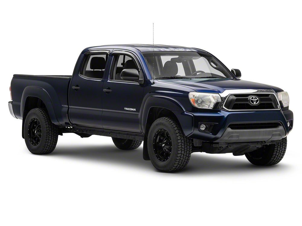 RedRock Window Deflectors; Front and Rear; Smoked (05-15 Tacoma Double Cab)