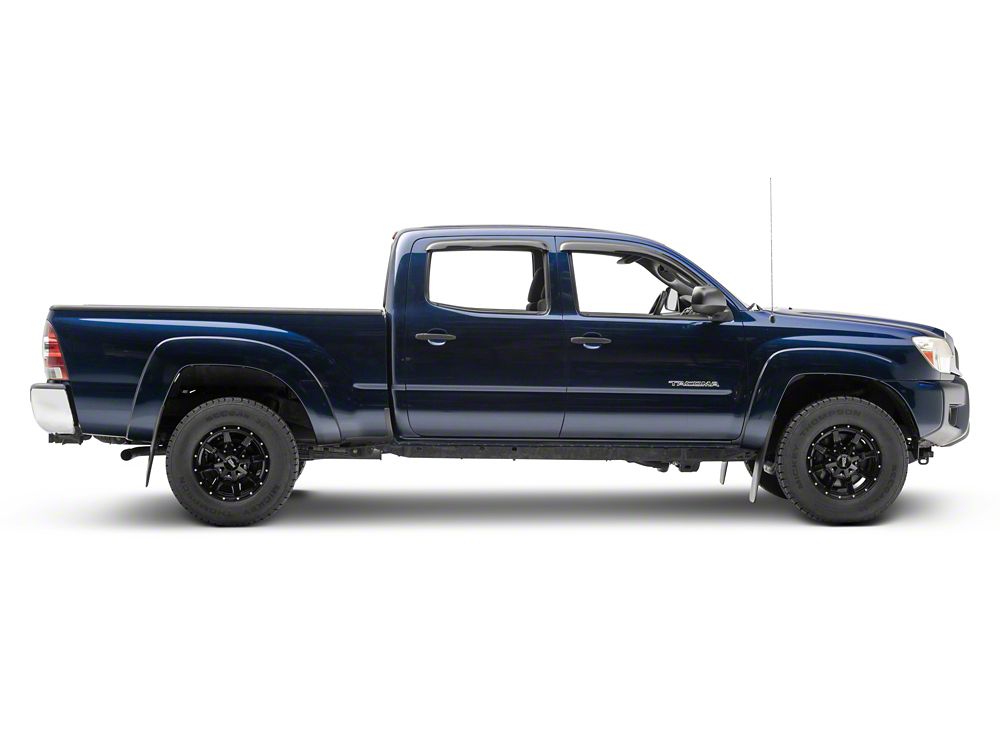 RedRock Window Deflectors; Front and Rear; Smoked (05-15 Tacoma Double Cab)