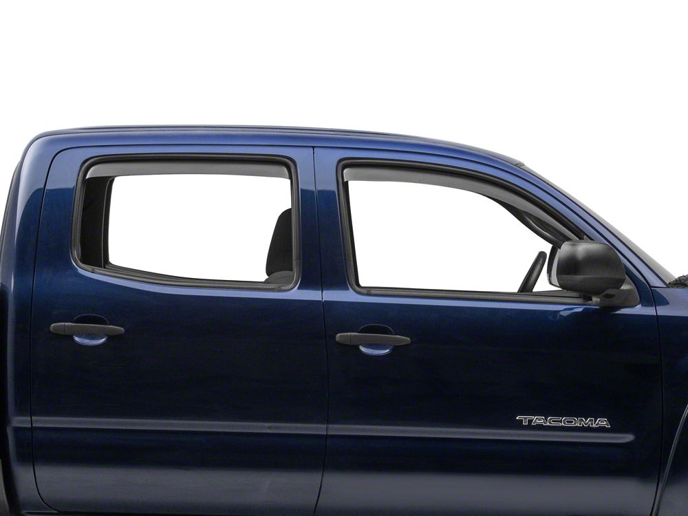 In-Channel Window Visors – 2005–2015 Toyota Tacoma Double Cab – Dark Smoke Acrylic