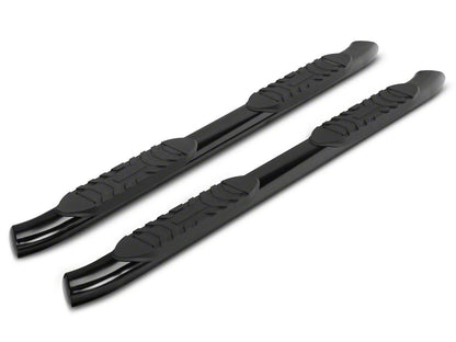 RedRock 5-Inch Oval Bent End Side Step Bars; Black (22-25 Tundra Double Cab)